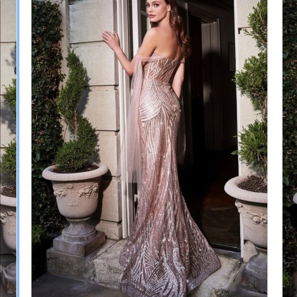 Rose gold Mermaid Glitter Gown - Picture 2 of 5